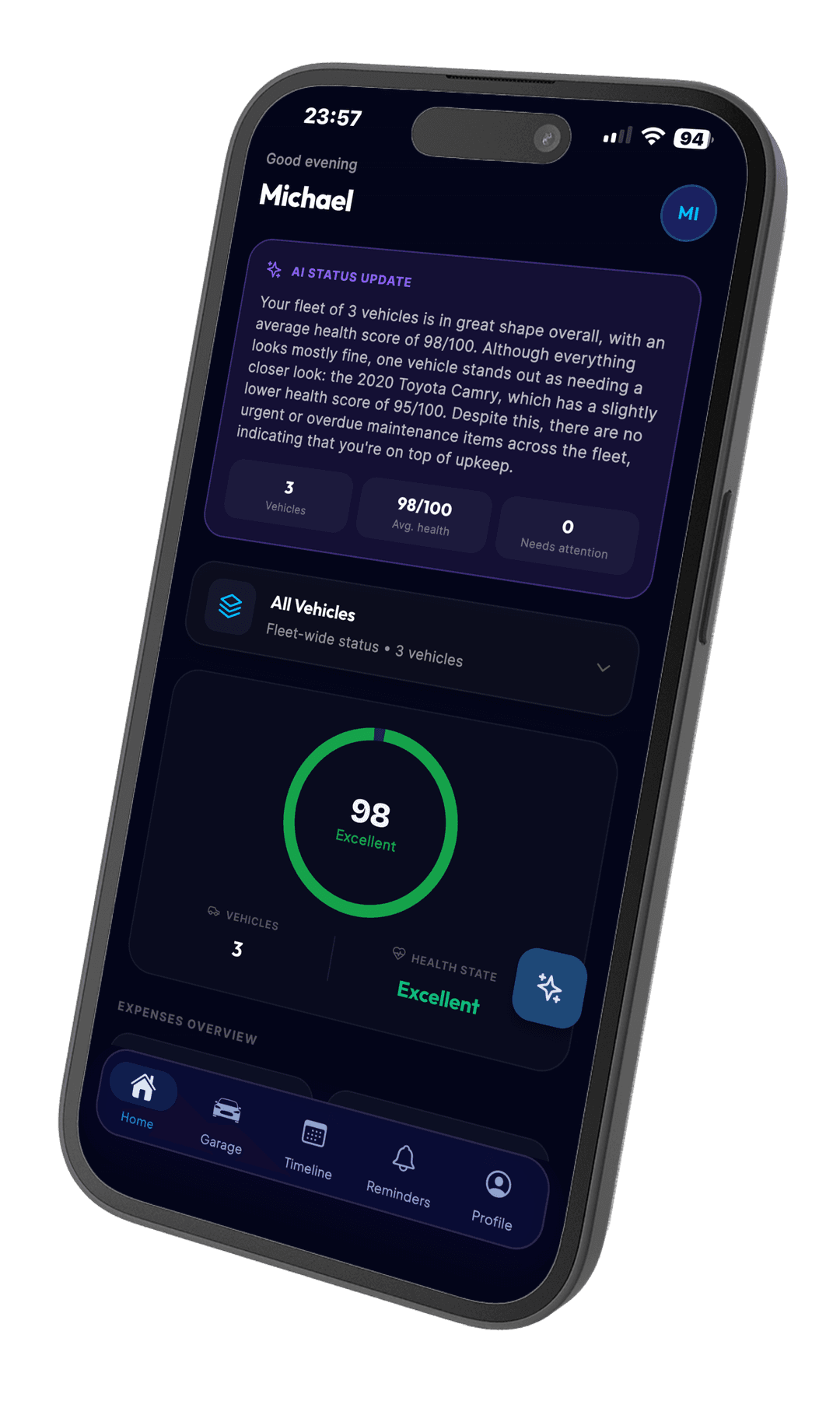 MotorIQ iPhone Mockup Dashboard